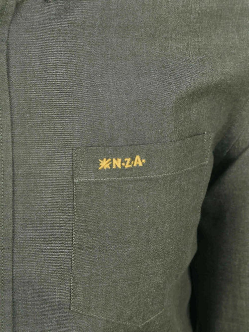 Shirt James twill melange olijfgroen