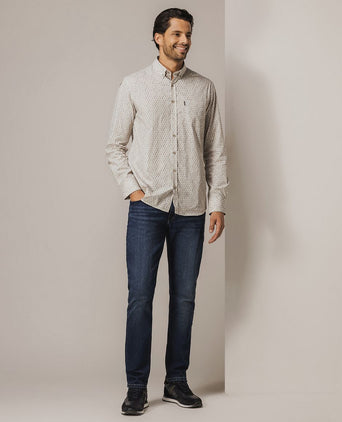 State of Art shirt poplin print beige | Regular-fit