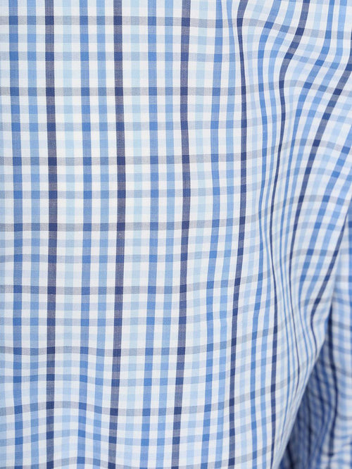 Extra lange mouwen overhemd ruit blauw