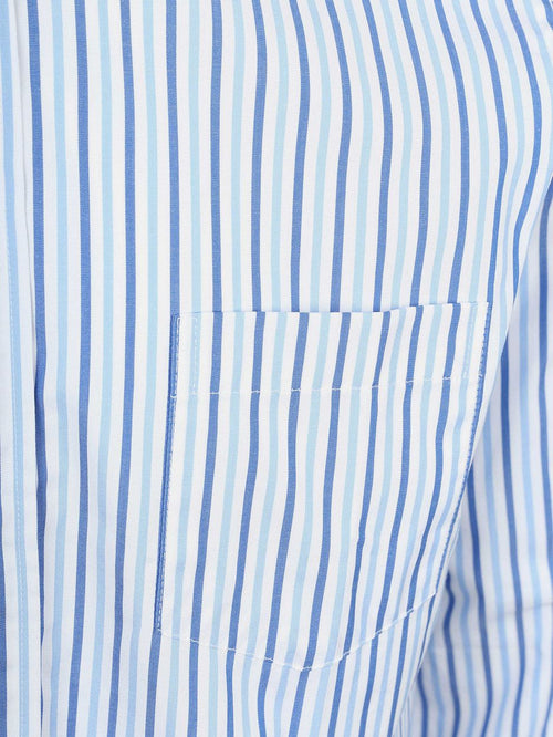 Extra lange mouwen overhemd streep blauw