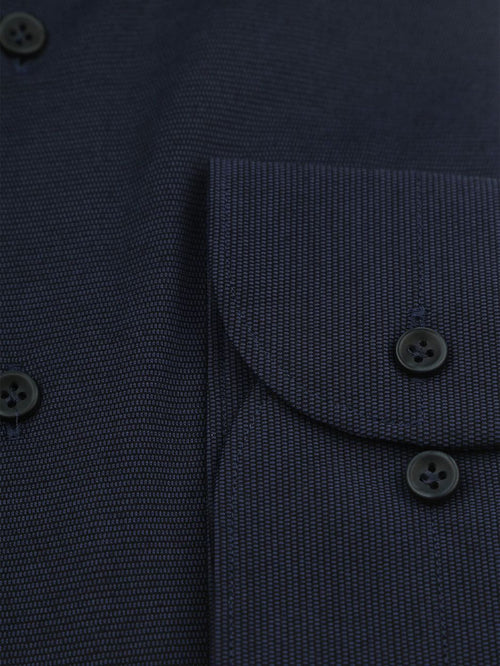 Japanese knitted overhemd structure donkerblauw