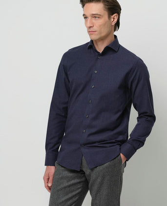 Overhemd peached twill flanel donkerblauw