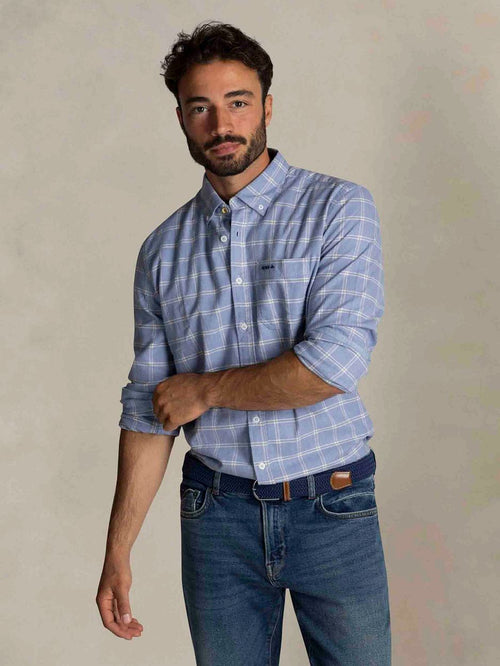 NZA shirt armando flanel ruit blauw | Regular-fit