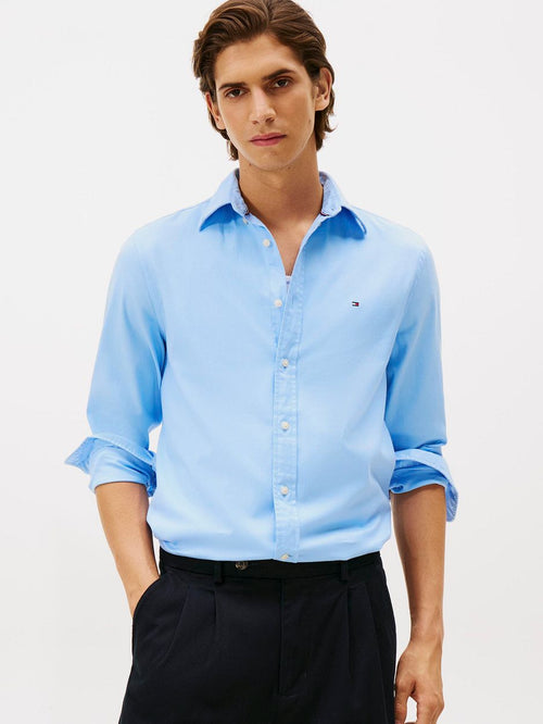 Tommy Hilfiger flanel overhemd lichtblauw | Regular-fit