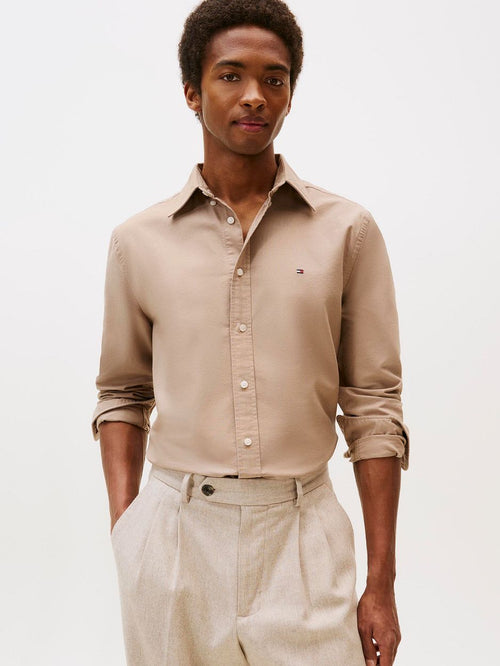 Tommy Hilfiger Oxford overhemd camel | Regular-fit