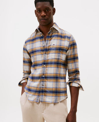 Tommy Hilfiger flanel overhemd ruit beige | Regular-fit