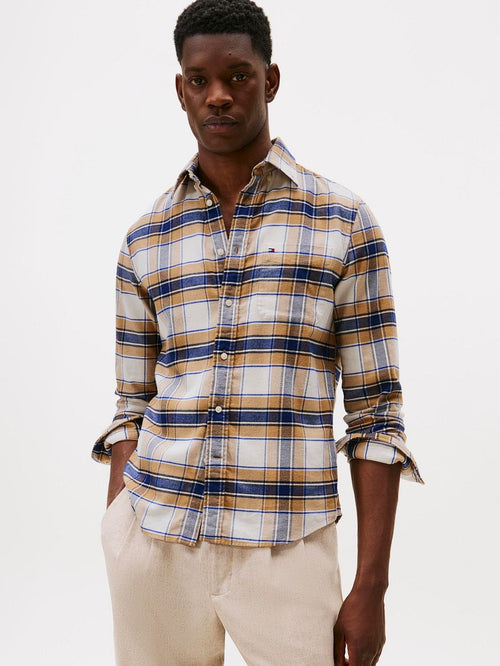 Tommy Hilfiger flanel overhemd ruit beige | Regular-fit