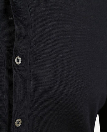 Suitable cardigan shirt merino donkerblauw | Slim-fit