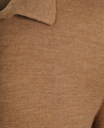 Suitable cardigan shirt merino camel | Slim-fit