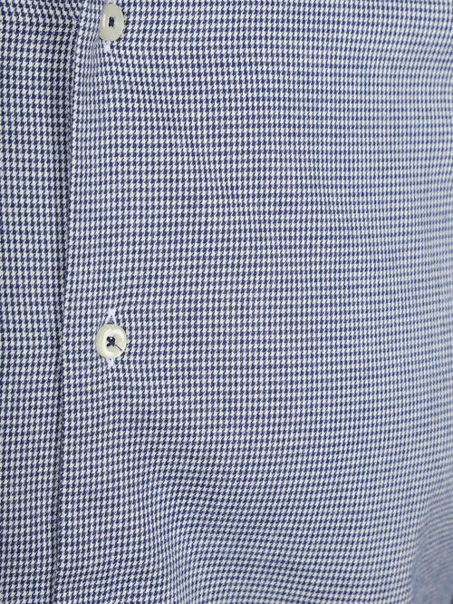 Steppin' Out overhemd flanel pepita blauw | Slim-fit