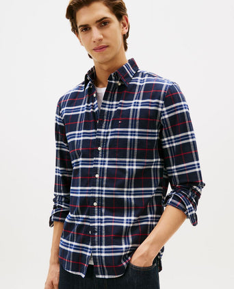 Tommy Hilfiger Oxford overhemd ruit donkerblauw | Regular-fit