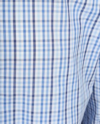 Extra lange mouwen overhemd ruit blauw