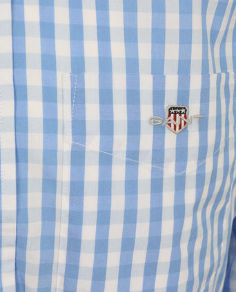 Overhemd gingham poplin classic blauw