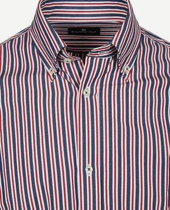 Overhemd streep donkerblauw rood
