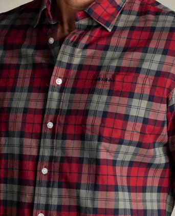 NZA shirt marcel flannel check cherry red | Regular-fit