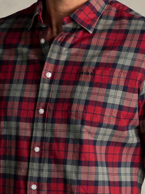 NZA shirt marcel flannel check cherry red | Regular-fit