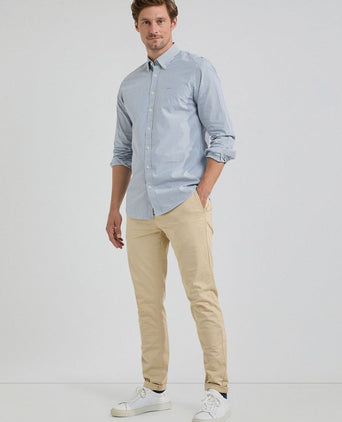 Overhemd poplin streep blauw