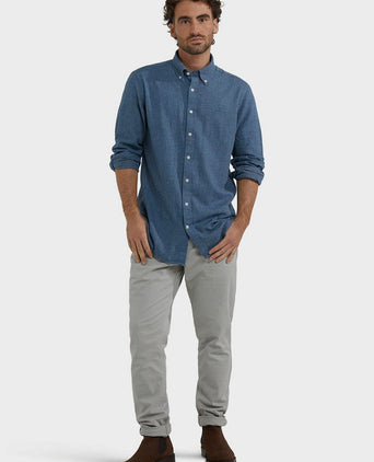 Overhemd flanel melange blauw