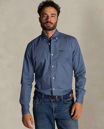 Shirt kylan poplin print blauw