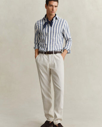 Cotton linen overhemd streep blauw