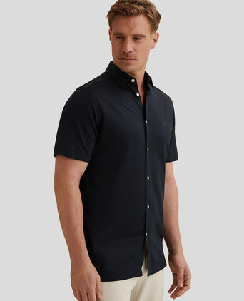 Short sleeve overhemd jersey donkerblauw