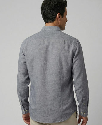 Overhemd cotton linen donkerblauw