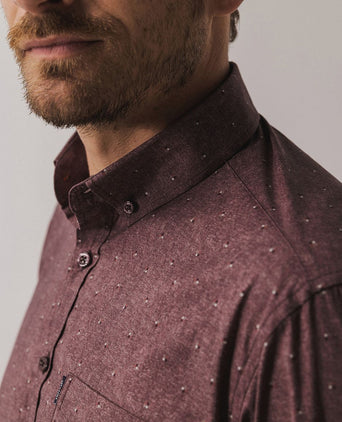 State of Art overhemd print burgundy | Regular-fit