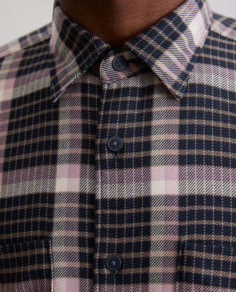 Overhemd ruiten donkerblauw mauve