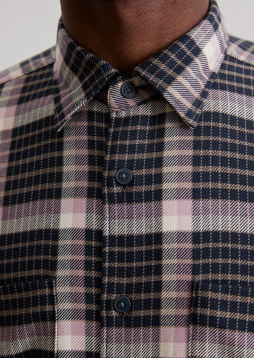 Overhemd ruiten donkerblauw mauve