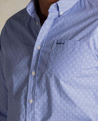 Shirt tuki jacquard print blauw