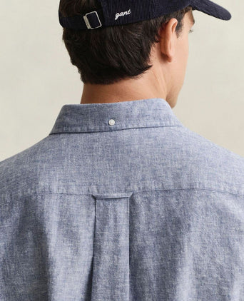 Overhemd cotton linen blauw