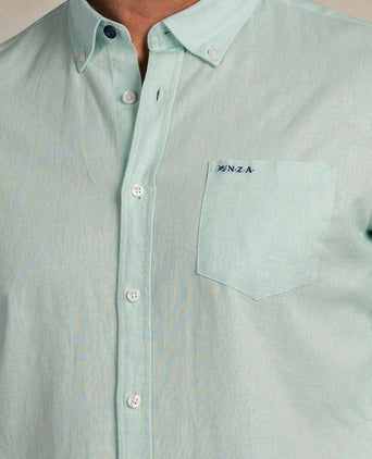 Shirt linnen blend aqua