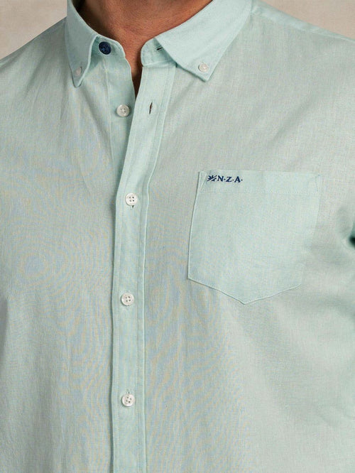 Shirt linnen blend aqua