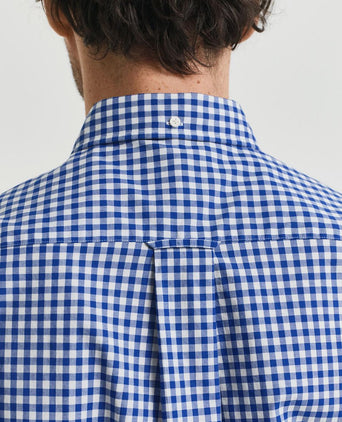 Overhemd gingham poplin college blauw