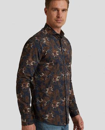Overhemd print donkerblauw