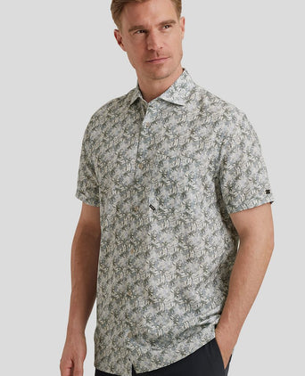 Short sleeve overhemd print blauw groen