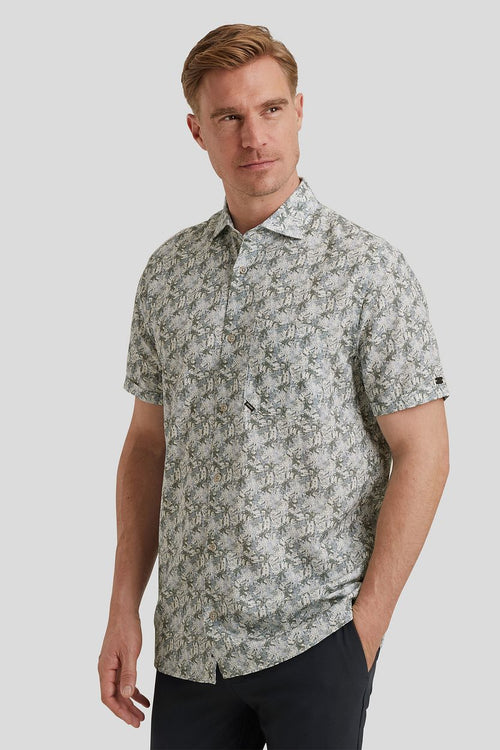 Short sleeve overhemd print blauw groen