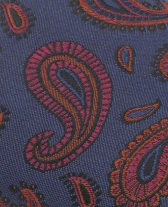 Suitable zijde pochet paisley donkerblauw