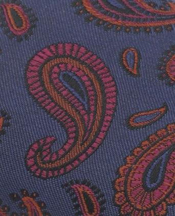 Suitable zijde pochet paisley donkerblauw