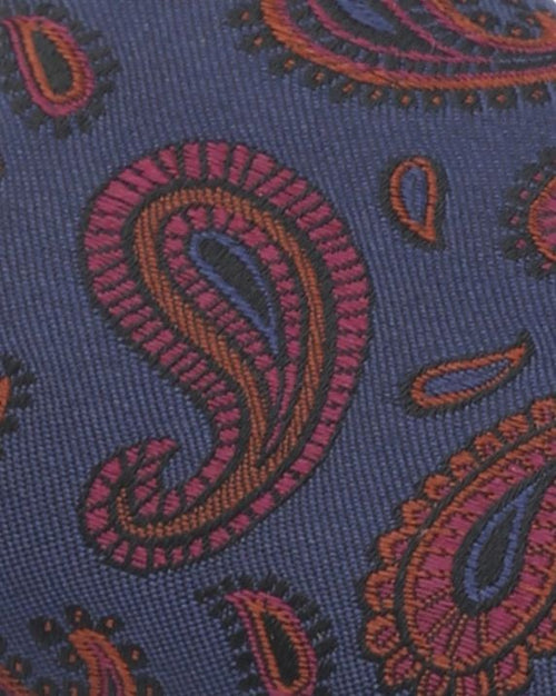 Suitable zijde pochet paisley donkerblauw