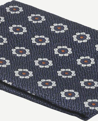 Zijde pochet bloem donkerblauw