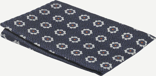 Zijde pochet bloem donkerblauw