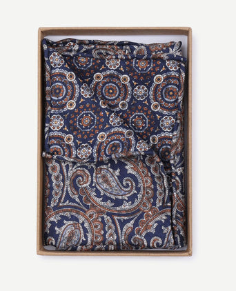 Pochet reversible bruin op donkerblauw