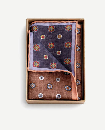 Pochet reversible dots donkerblauw en bruin