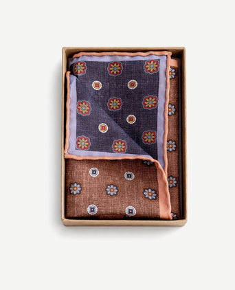Pochet reversible dots donkerblauw en bruin