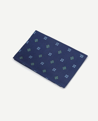 Zijde pochet bloem donkerblauw