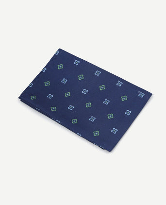 Zijde pochet bloem donkerblauw