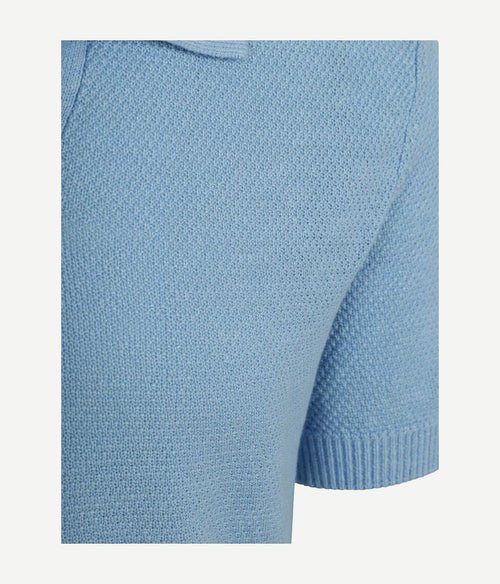 Polo riva bean linen cotton lichtblauw