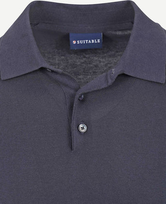 Knitted polo donkerblauw