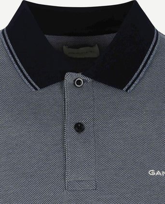 Shield Oxford piqué poloshirt donkerblauw